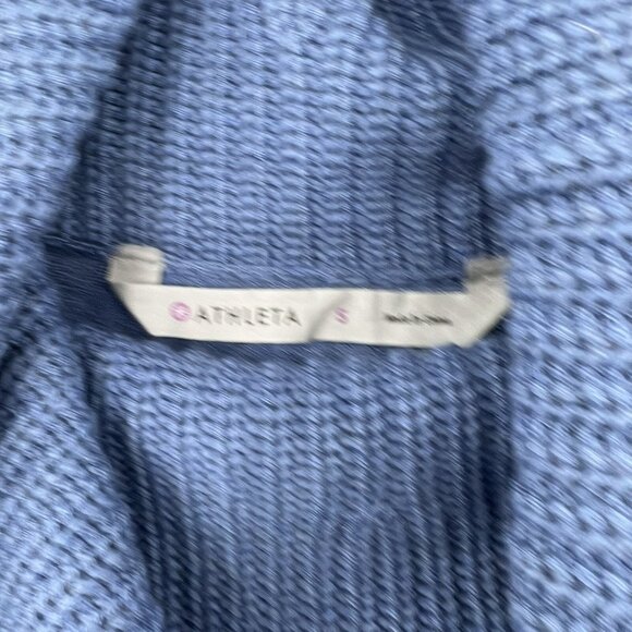 New NWOT Athleta Kennewick Merino Wool Sweater Loose Swing Blue Cowl Neck Small - Picture 7 of 8